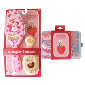 Strawberry Shortcake Hair Accessory Set Brushes Elastics Bow Clips NEW